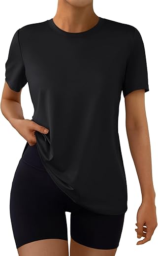 AUTOMET Women's Workout Tops Short Sleeve Gym Shirts Summer Athletic Yoga Tshirts Loose Fit Casual Clothes 2025